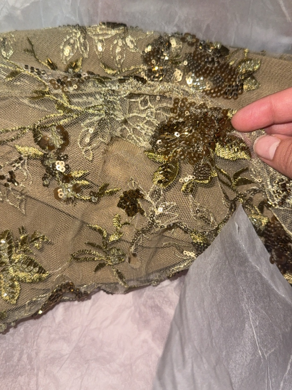 House of CB Gold Beaded Floral Lace Maxi Dress - Picture 3 of 3
